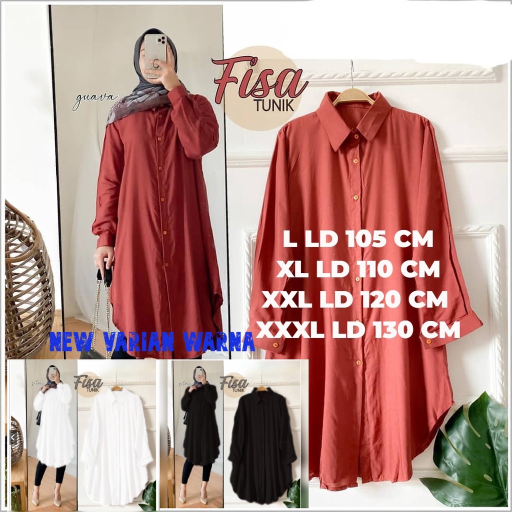 ATASAN WANITA TUNIK SERIES TERBARU FISA TUNIK SIZE TUNIK JUMBO XXXL LD 130 CM Baju Tunik Crinkle Polos Terbaru 2023