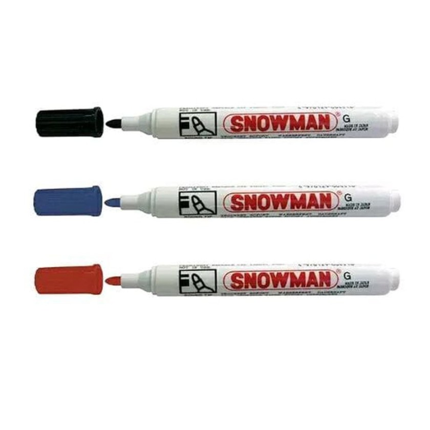 

Spidol Snowman Permanent Marker G-12 - HITAM, MERAH, BIRU