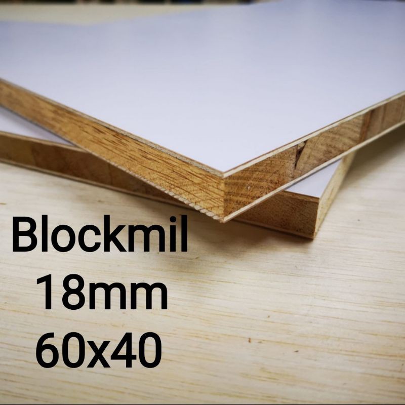 NEW Blockmil / blockboard melaminto 18mm (60x40)cm, triplek putih, blockboard melamin, plywood