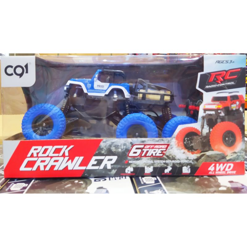 Remote Control Mobil Rock Crawler 6 Off Road Tire Police 4WD