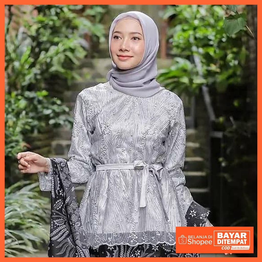 Kebaya Brukat Kebaya Kurung Brukat Kebaya Tunik Brukat Kebaya Modern Kebaya Wisuda Termurah Atasan Kebaya Murah-Mika siver
