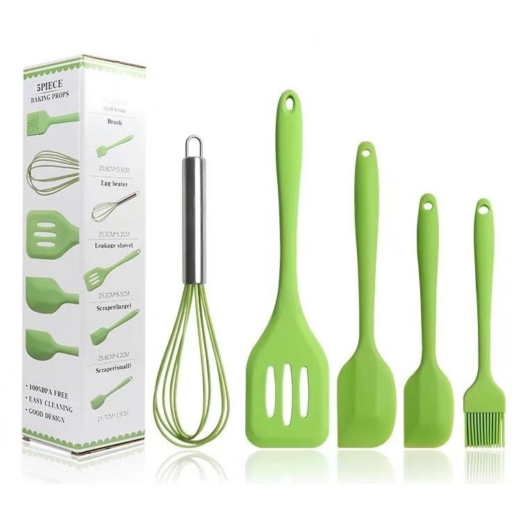 Baking Props 5 Pcs Kocokan Telur, Spatula 3 Pcs, Kuas Kue Silikon / Spatula Set