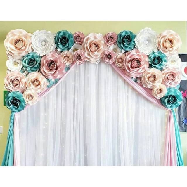 Paper flower backdrop (free kain putih)