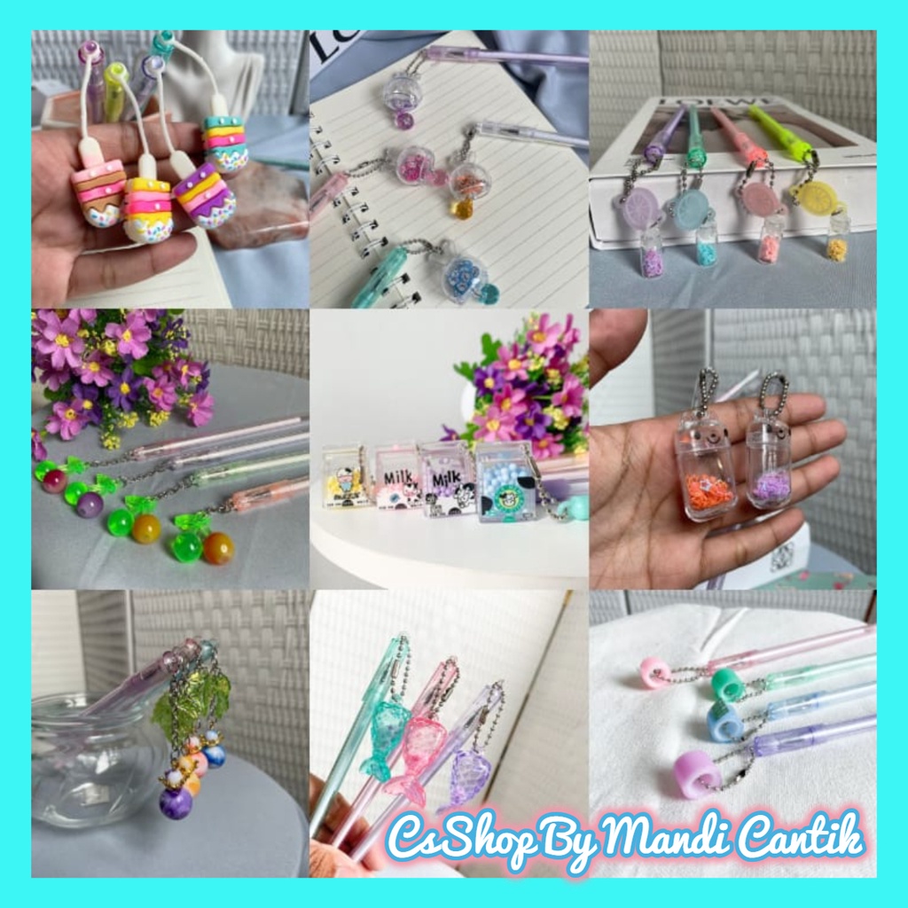 

Ready Pulpen Gel Gantungan Random Isi 10pcs Pulpen Gantungan Imut Bisa COD