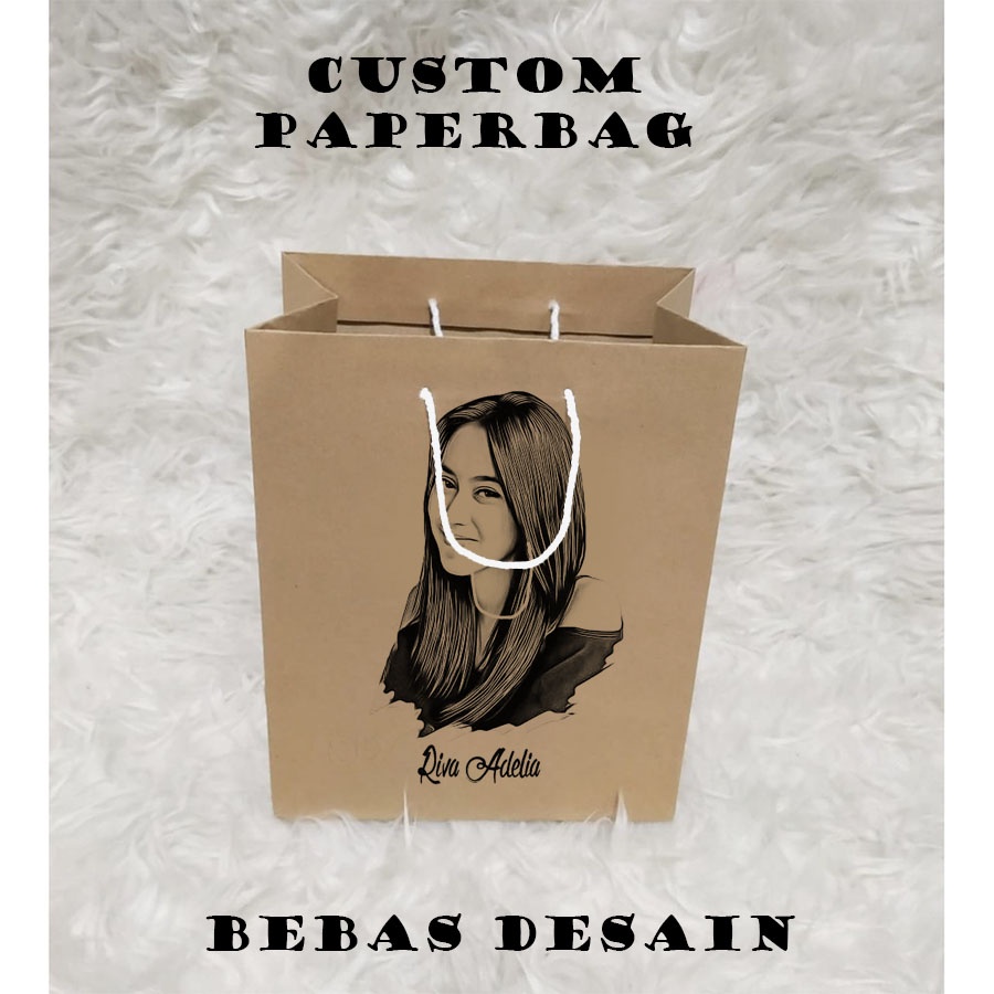 

(PAPER BAG CUSTOM) Paper Bag Coklat Sablon 16x7x11 Cm Paper Bag Kertas Souvenir Pernikahan Packaging Olshop Murah / Paper Bag Mini