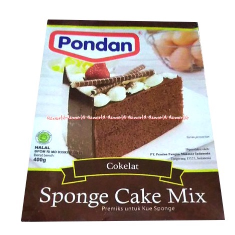 Pondan Sponge Cake Mix 400gr Cokelat Tepung Instan Premiks Instant Membuat Kue Spon Cake Rasa Coklat Chocolate Pondan Powder