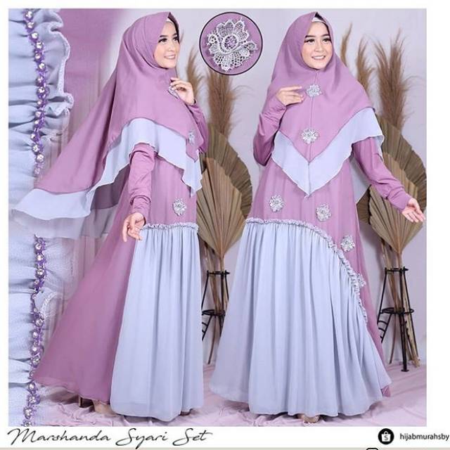 Marshanda Syari Set ( Set Gamis Khimar Ceruti Bordir)