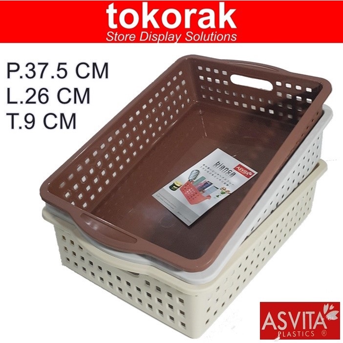 ASVITA KERANJANG BIANCA BK-186- STORAGE BASKET KERANJANG PLASTIK SEGI