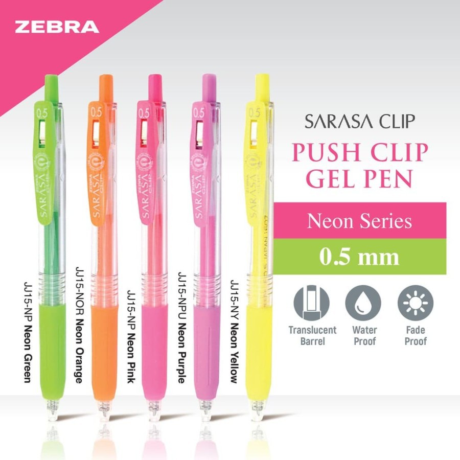 

Zebra Gel Pen Sarasa Clip Neon Colors - 0.5 mm