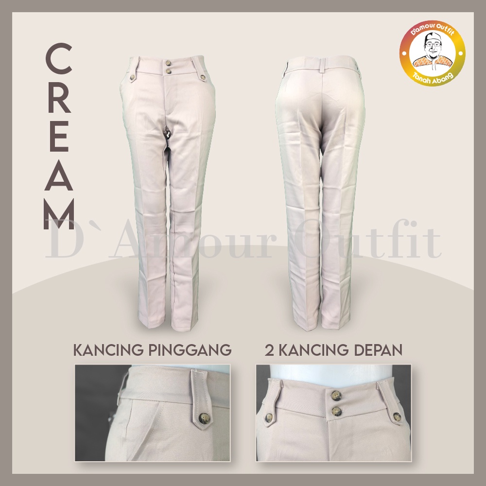 Celana Panjang Wanita Polos Pakaian Kerja Formal Kantoran Clana Bahan Cewek Kantor Dewasa Anak Motif Salur Garis Kotak Slim Fit Highwaist Baggy Pants Tartan Pinggang Karet Perempuan Korean Style Cewe Jumbo Big Size