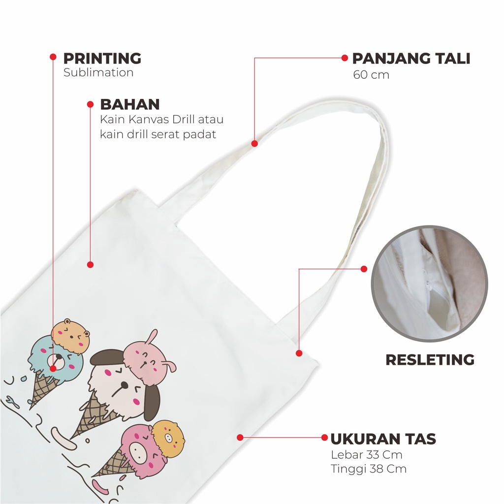 Sevine Totebag Tas Wanita Tote Bag Resleting Laptop Kawaii Custom - KC