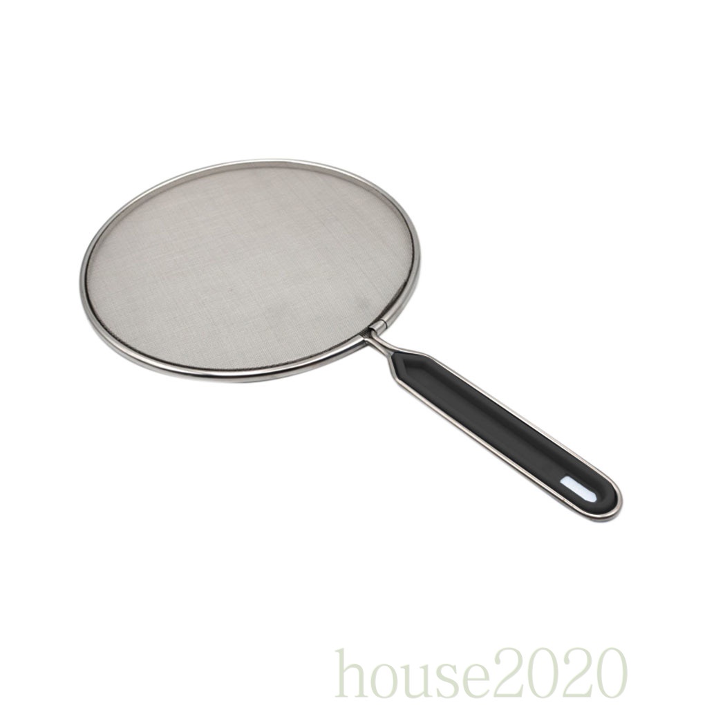 [HOUSE2020]Grease Splatter Screen Guard for Frying Pan Stainless Steel Flat Oil Net Splash Cover Skillet Lid, 25cm