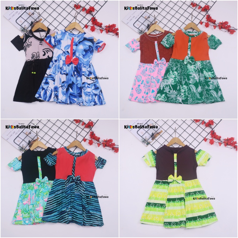 Dress Sabrina 1-2 Tahun / Dres Anak Perempuan Murah Baju Cewek Dres Lengan Balita Pesta Fashion