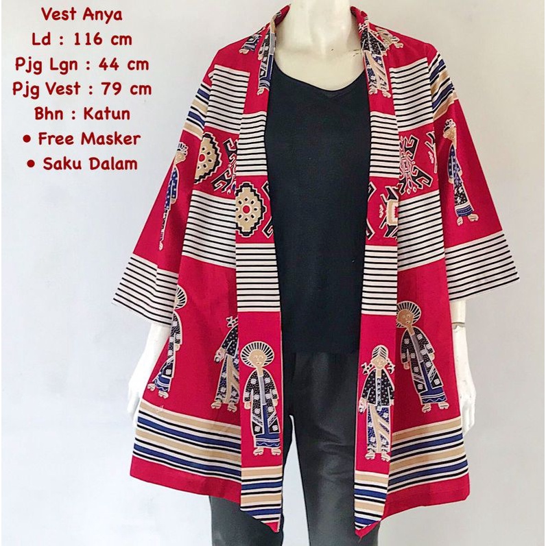 Outwear / Vest / Cardi Batik Wanita Murah Motif Karakter - Vest Anya