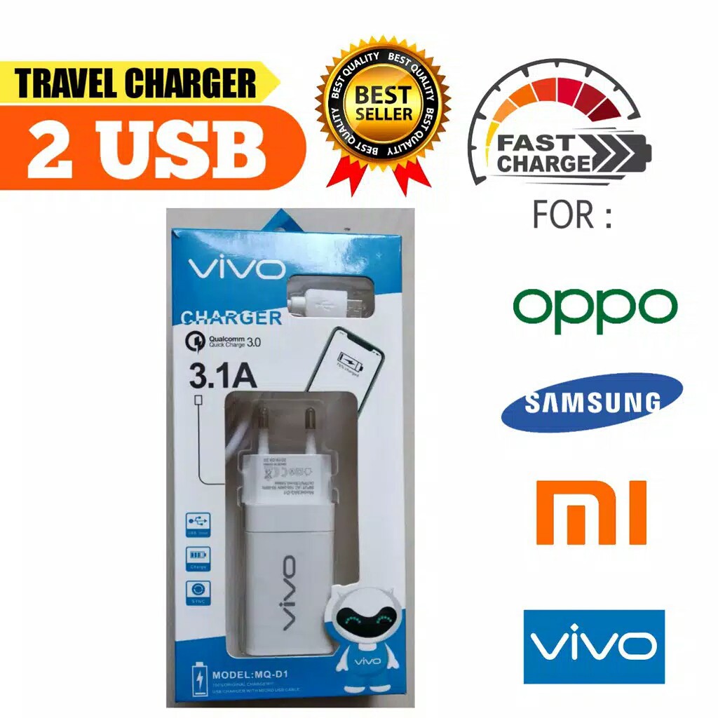 [WS] CHARGER / CASAN BRANDED 2 USB VOOC MICRO USB FOR ANDROID [TC-04] 2 USB