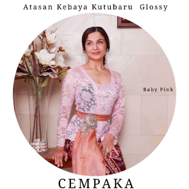 Atasan Kebaya Kutubaru Lengan Panjang Brokat Glossy Cempaka