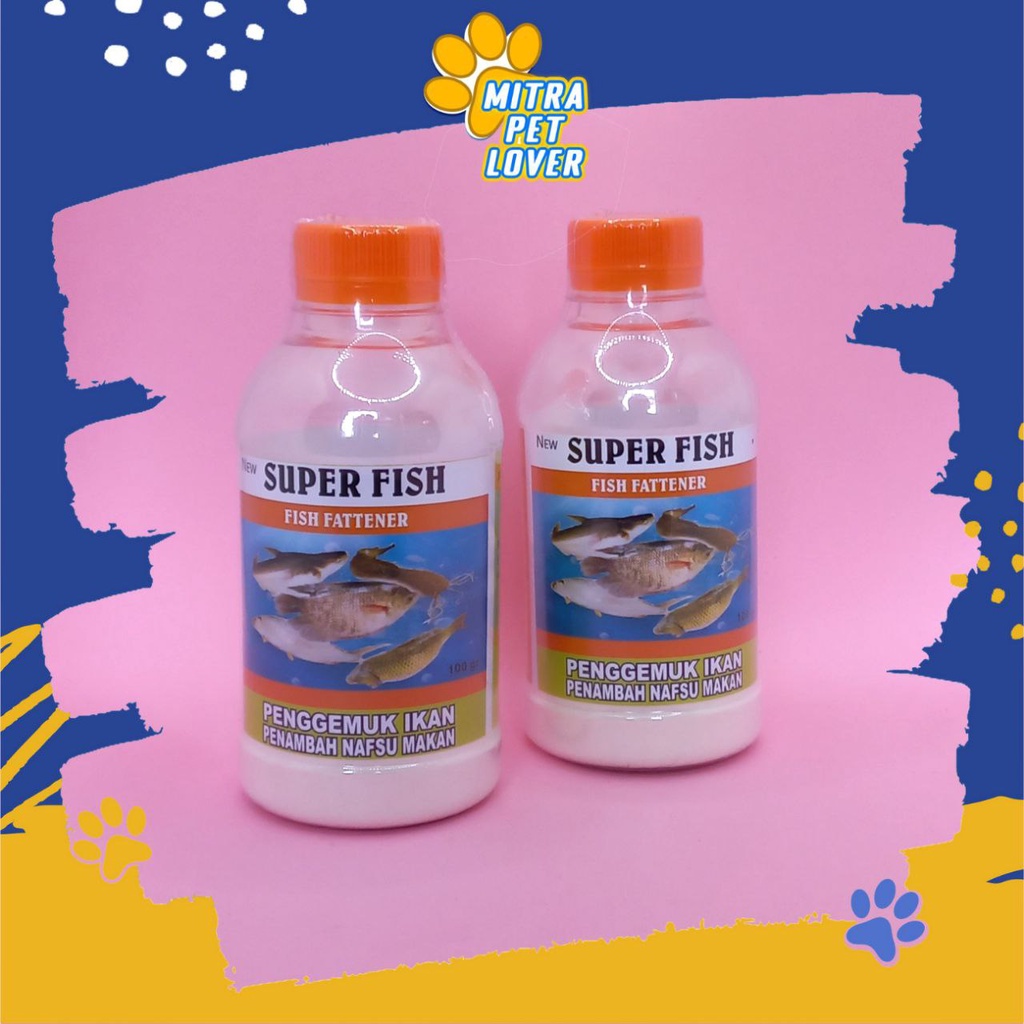 SUPLEMEN MULTIVITAMIN IKAN - SUPER FISH 100 GRAM ORIGINAL - PENGGEMUK IKAN PENAMBAH NAFSU MAKAN IMUN DAYA TAHAN TUBUH IKAN - ANTI STRESS - ANIMAL HEALTHCARE AND VETERINARY TAMASINDO OBAT KESEHATAN DAN VITAMIN TERNAK HEWAN BINATANG PELIHARAAN MITRAPETLOVER