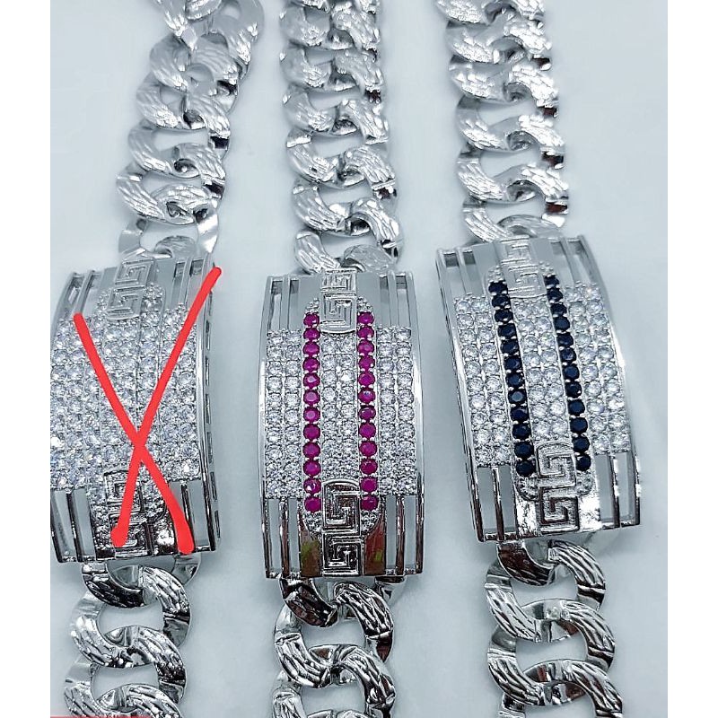 Gelang Xuping Lapis Emas 24K Rantai Plat Siver Mewah .