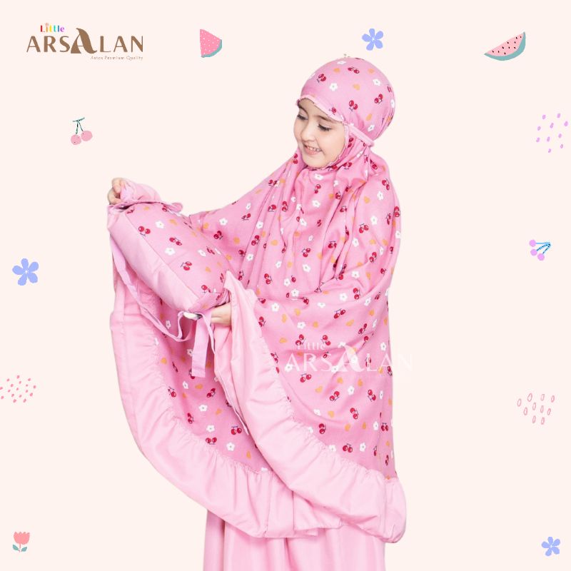 Mukena Anak Tas Ransel motif Cherry motif Pelangi | Mukena Katun Rayon TK SD Tanggung | Mukena Arsalan