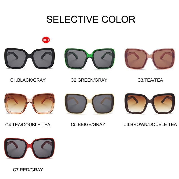 2022 Kacamata Hitam Wanita Model Retro Frame Kotak Besar