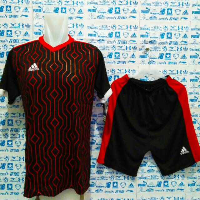 Baju Kaos Futsal Jersey Bola Setelan Futsal Adidas LB
Hitam Merah