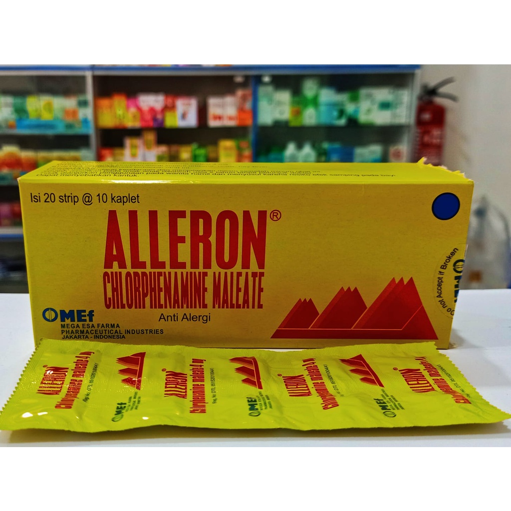 Alleron 4 mg Obat Alergi Gatal-gatal Biduran 𝟏 𝐒𝐭𝐫𝐢𝐩 𝐢𝐬𝐢 𝟏𝟎 𝐓𝐚𝐛𝐥𝐞𝐭