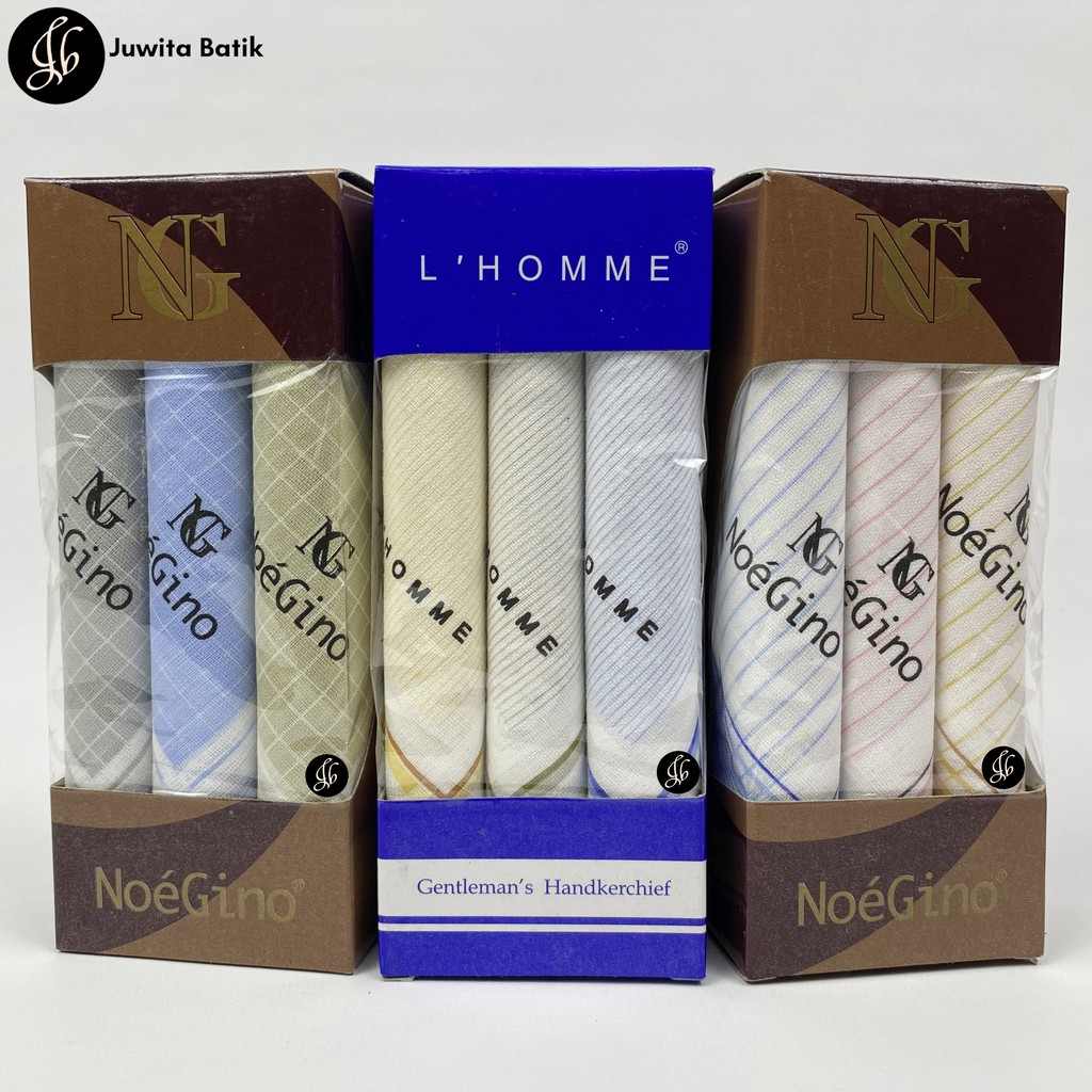 Isi 6 Pcs Sapu Tangan Pria Katun Gelap dan Terang Motif 6 Mens Handkerchiefs