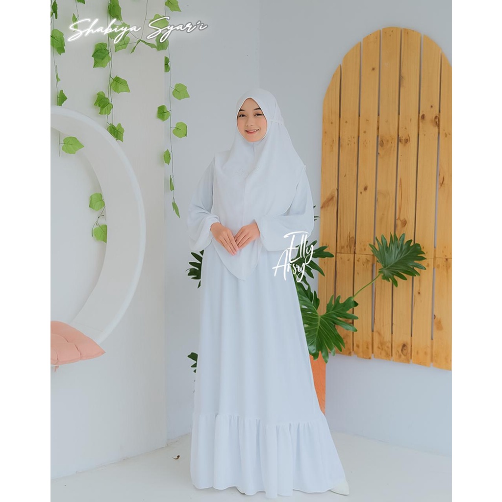 Gamis syari set SYABIA CRINKLE khimar recomended terbaru ELLYARSY premium muslimah