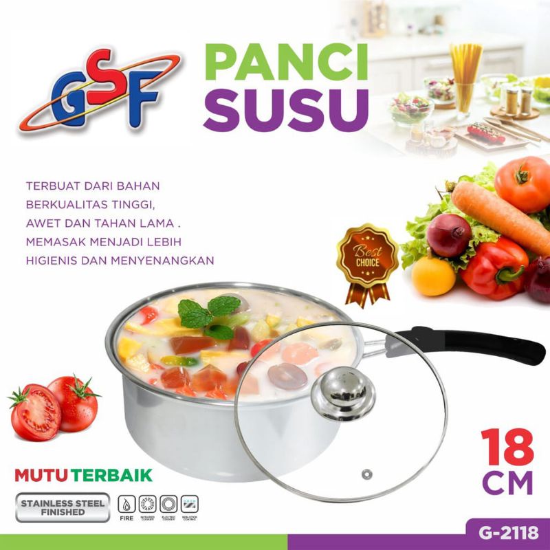 panci kuah gsf 2220 20cm tutup kaca stainless free bubble