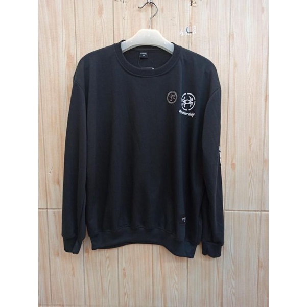 SWEATER CREWNECK PRIA LENGAN PANJANG HITAM POLOS MURAH