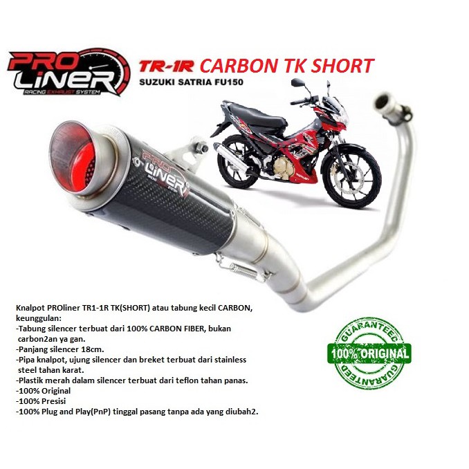 KNALPOT RACING PROLINER TR-1R SHORT CARBON TK SATRIA FU150 FU 150 ORI