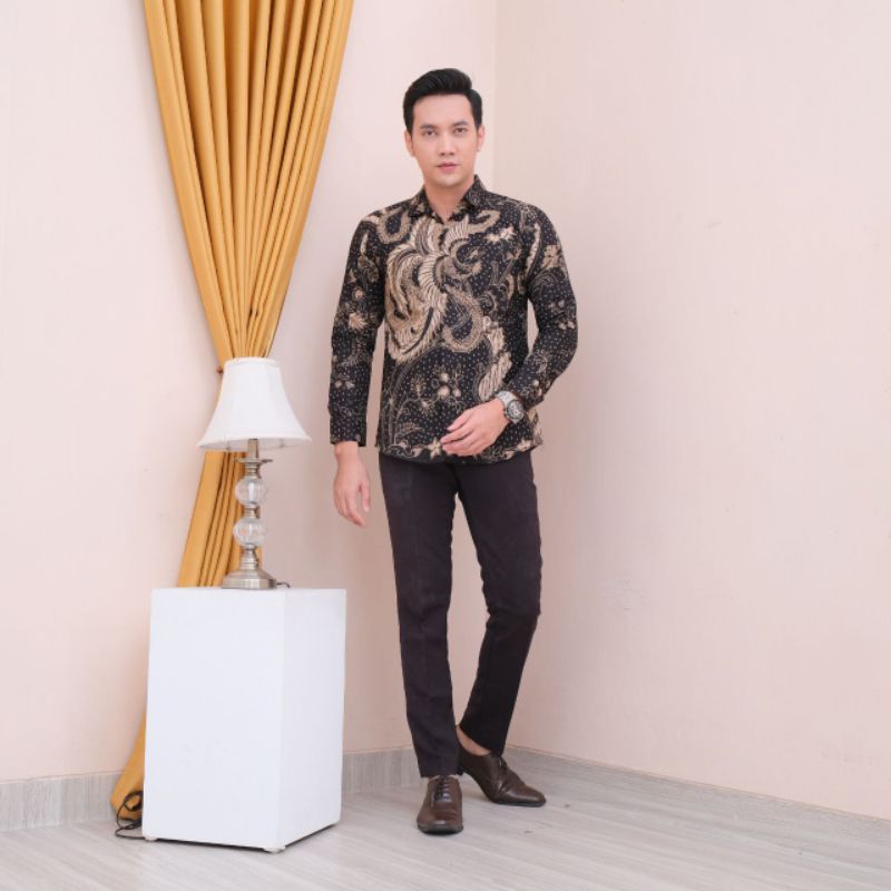 KEMEJA BATIK PEKALONGAN PRIA LENGAN PANJANG PREMIUM FULL FURING SLIM FIT BATIK ALUNA KEKINIAN  019