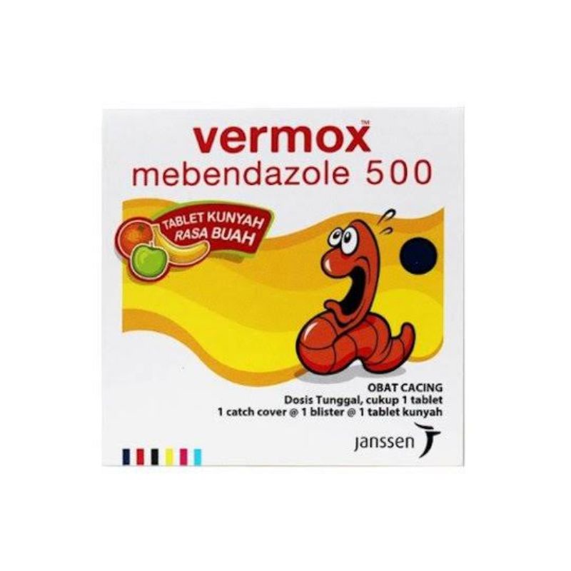 Vermox 500mg/ Obat Cacing Tablet Kunyah