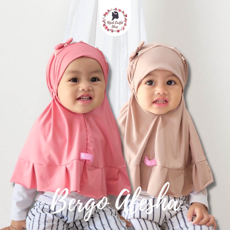 Kerudung anak alesha pearl/ mutiara / bergo tali anak / bergo jersey anak