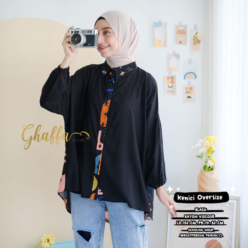 KENICI OVERSIZE BY GHAFFA THE LABEL (BLOUSE MOTIF)/ Blouse muslimah