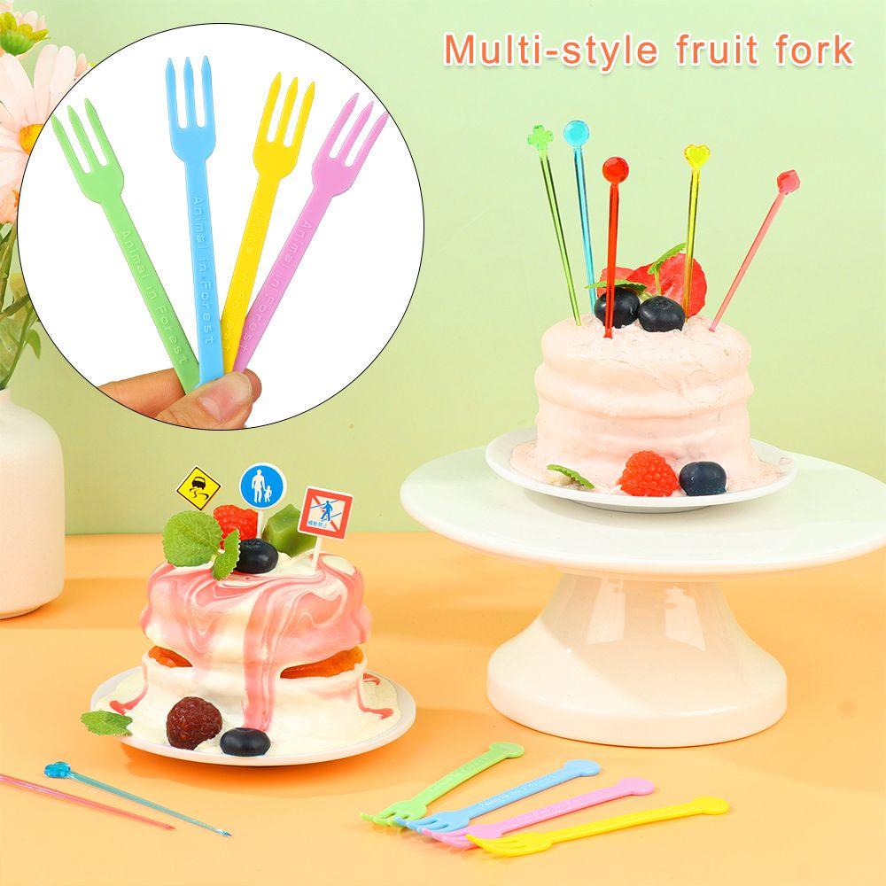 SOLIGHTER Plastic Fruit Fork Kitchen Bento Accessories Toothpick Party Decoration DIY Cartoon Children Picks