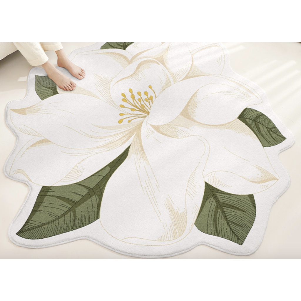 KARPET BULU BULAT MODERN MINIMALIS LUCU KOREA DIAMETER 100CM FLOWER DESIGN