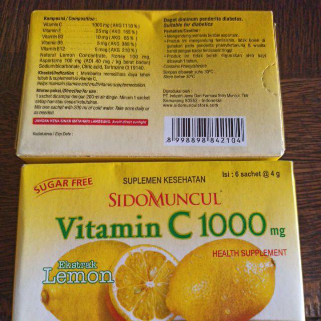 Jual Vitamin C Sidomuncul Lemon Orange 1000 Mg 1 Pack Isi 6 4gram Indonesia Shopee Indonesia