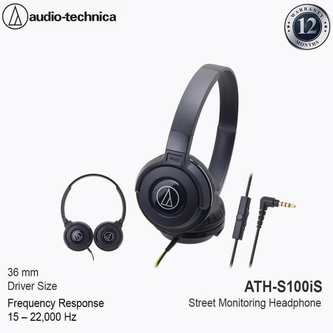 Audio Technica Ath S100is Bk Ex Black Hitam Kode 001 Shopee Indonesia
