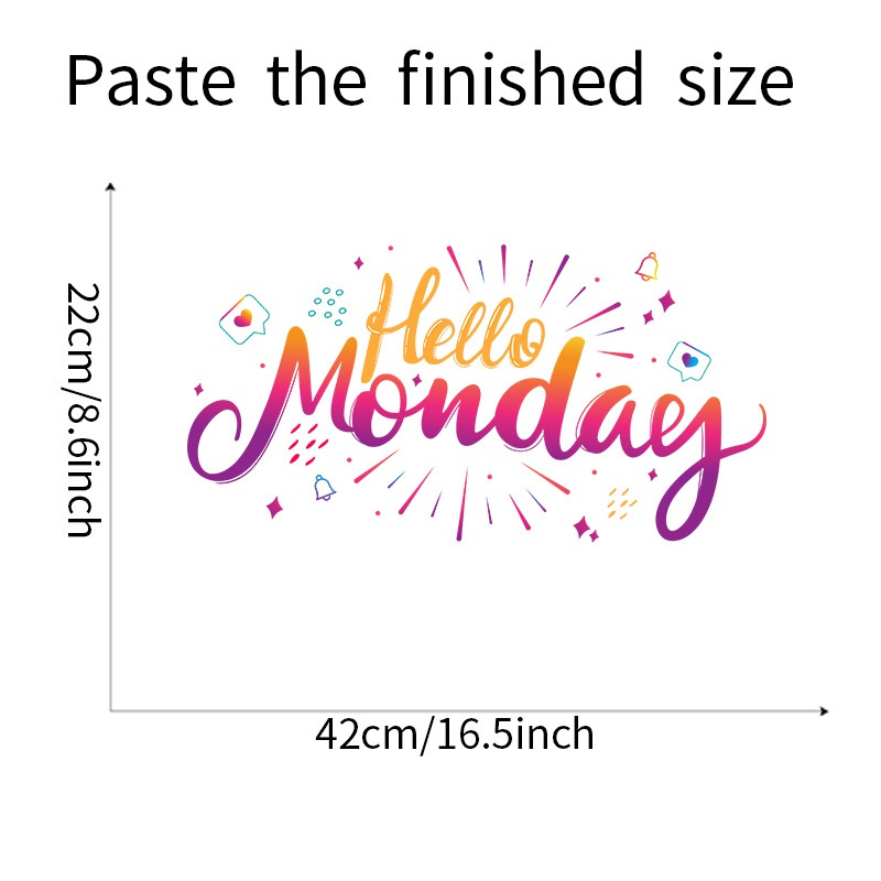 Stiker Dinding Desain Slogan Hello Monday Dapat Dilepas Untuk Dekorasi Kamar Tidur