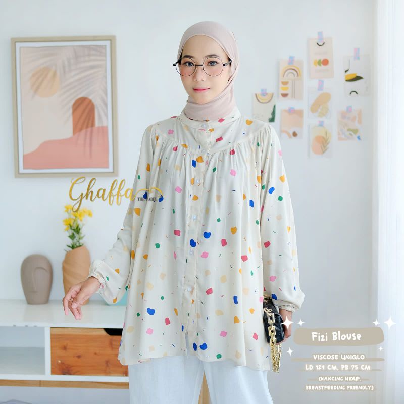 Fizi blouse motif abstrak modern by ghaffa the label