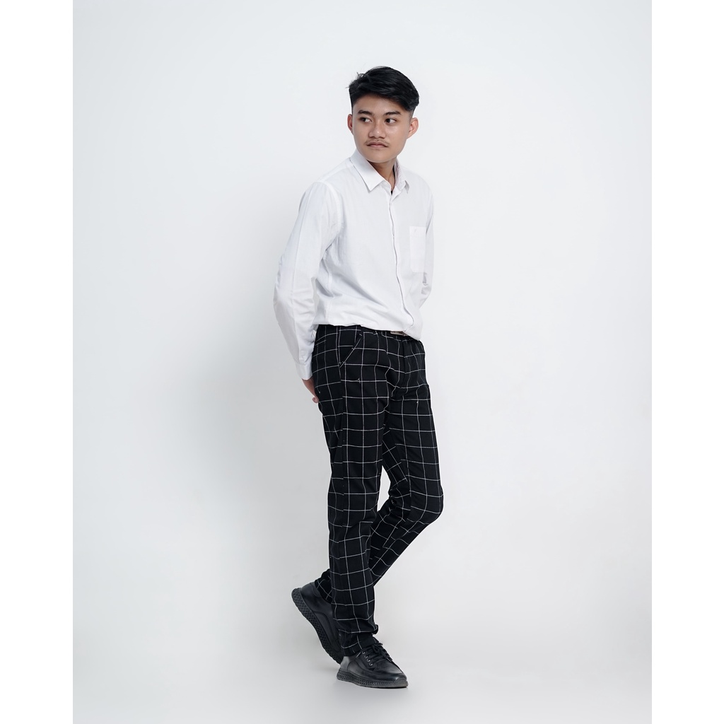 Celana Formal Tartan Panjang Risos - Slim fit