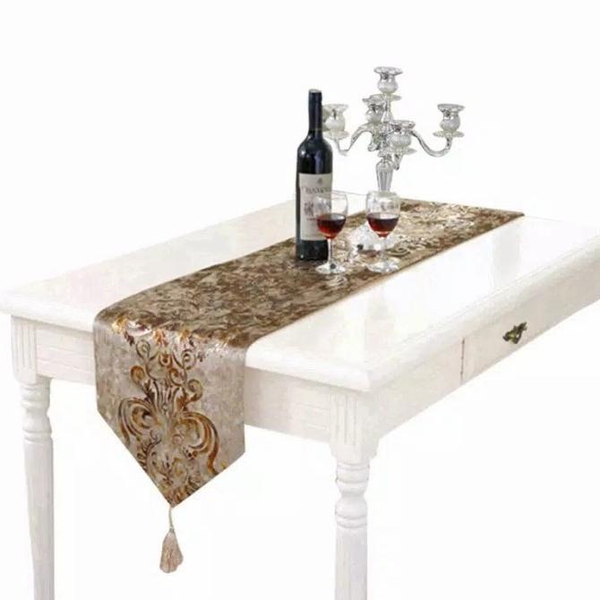 ___] table runner panjang - Bed Runner Bludru Suede Mewah 250 cm - abu abu