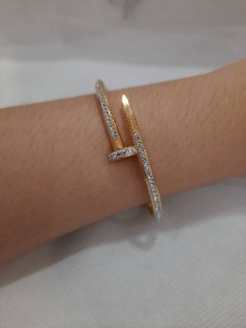 Gelang Titanium Paku lapis emas 18k diamond