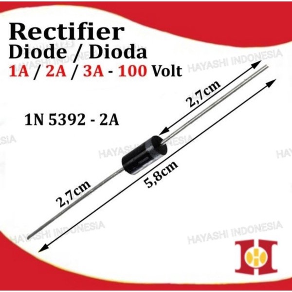 Diode Dioda Rectifier 1N4002 1N5392 1N5401 1A 2A 3A Ampere 100V Volt-100pcs