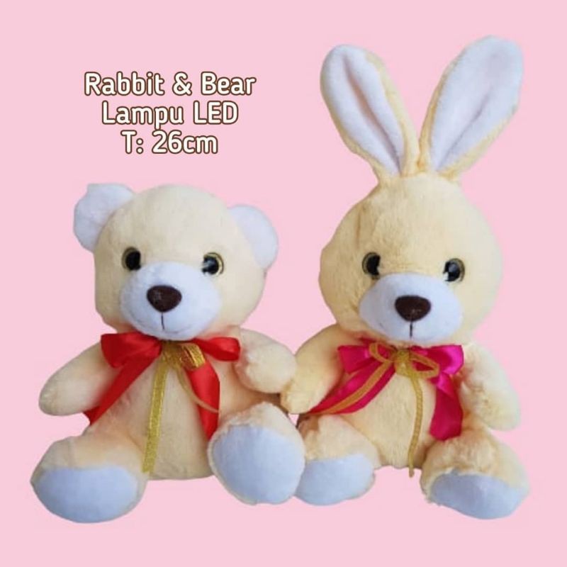 BONEKA BEAR RABBIT LAMPU LED 25 CM