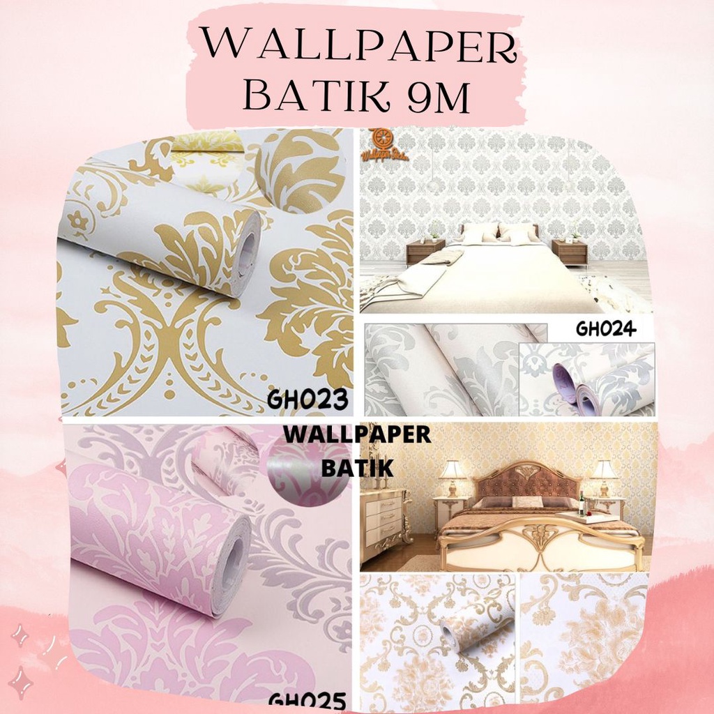 Wallpaper Dinding Motif Batik Emas Termurah WallStiker Dinding Premium Kamar Tidur 45cm x 8M