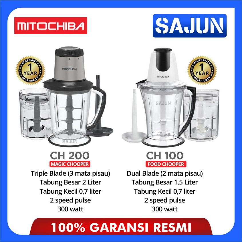 Mitochiba Food Chopper CH-200 Kapasitas 2 Liter - Blender Multifungsi