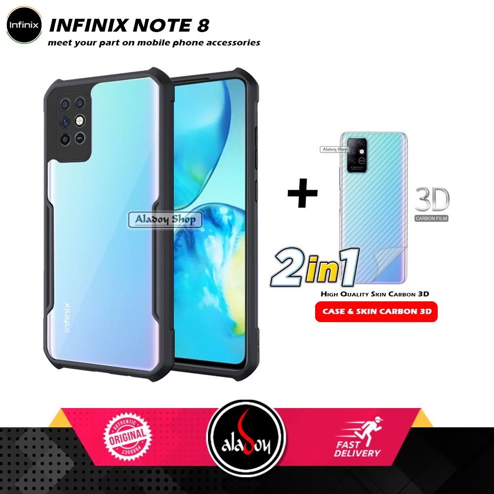 Case INFINIX NOTE 8 Armor Fusion Transparent Casing Free Skin Carbon 3D