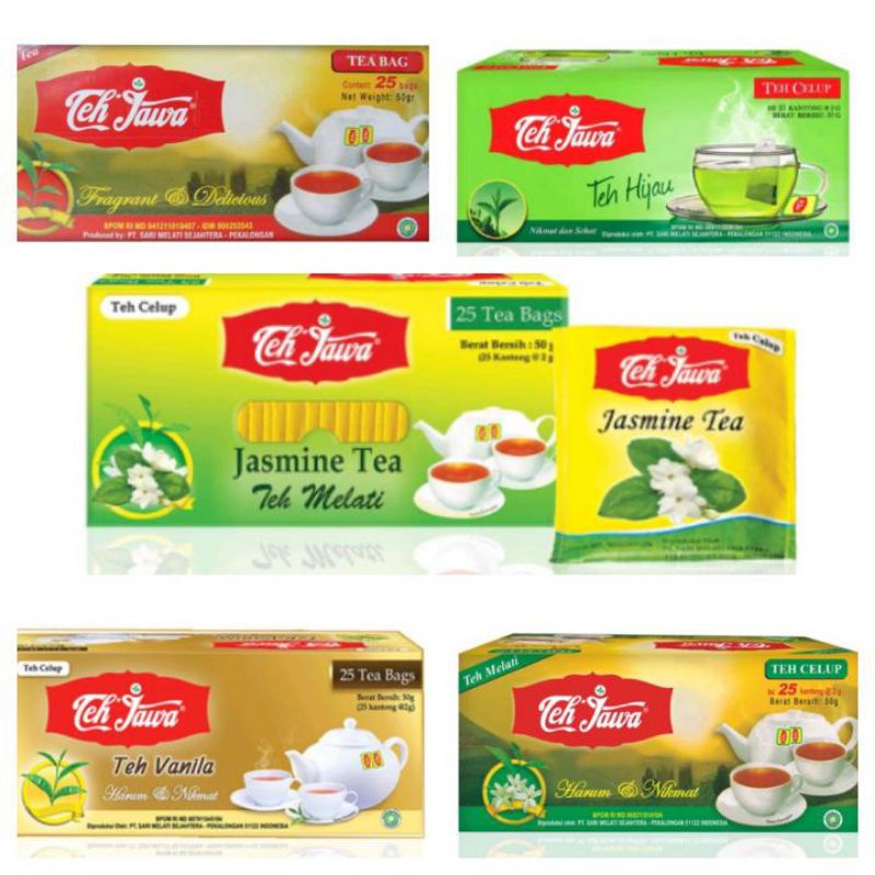 

Teh Jawa - Celup Vanilla / Black / Green Tea / Hijau / Jasmine / Melati With Envelope - Amplop